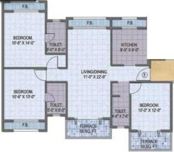  3 BHK Apartment at Goodwill Paradise, Kharghar Sector 15 – for Rent